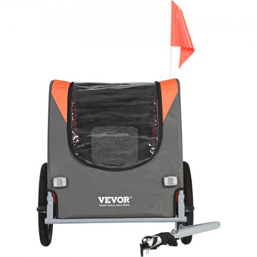 Hundecykeltrailer, 144x72x77,9 cm, orange/grå, sammenklappelig kæledyrstransportør