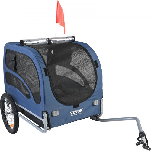 Hundecykeltrailer, 144x72,5x84,5 cm, Blå/Sort, Sammenklappelig kæledyrstransportør