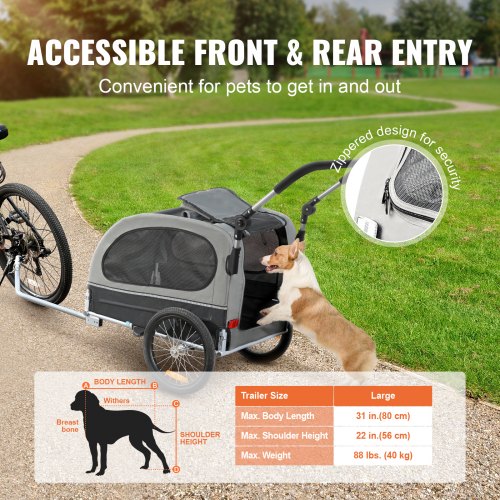 Hundecykeltrailer, 147x72x78 cm, Sort, Sammenklappelig kæledyrsvogn