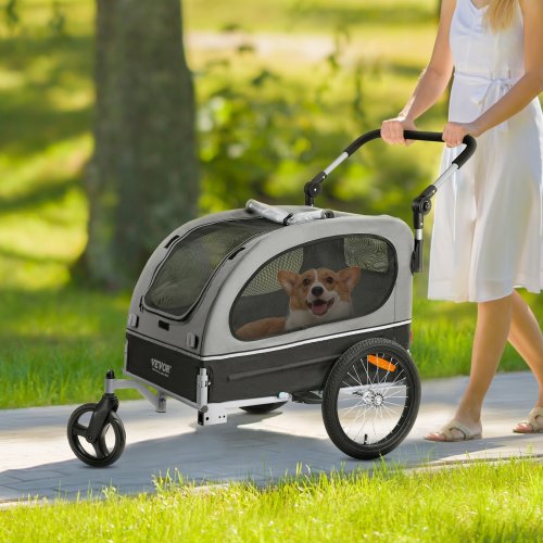Hundecykeltrailer, 147x72x78 cm, Sort, Sammenklappelig kæledyrsvogn