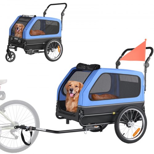 Hundecykeltrailer 138x75,5x80 cm, 2-i-1 kæledyrsklapvogn, sammenklappelig stål