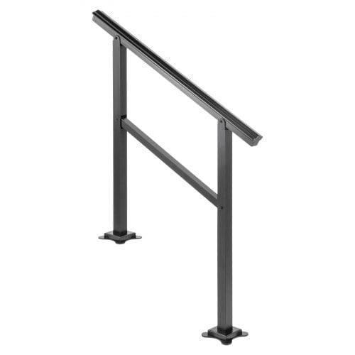Udendørs trappegelænder, 91x89,5 cm, sort, aluminium