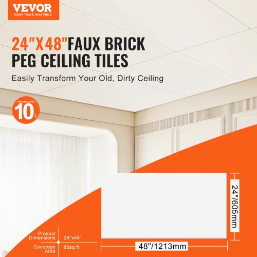 Loftplader, 60,5x121,3 cm, Hvid, PVC