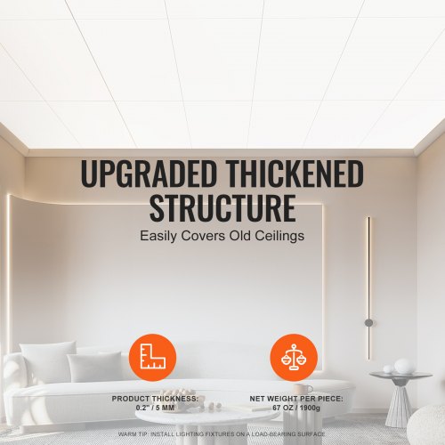 Loftplader, 60,5x121,3 cm, Hvid, PVC