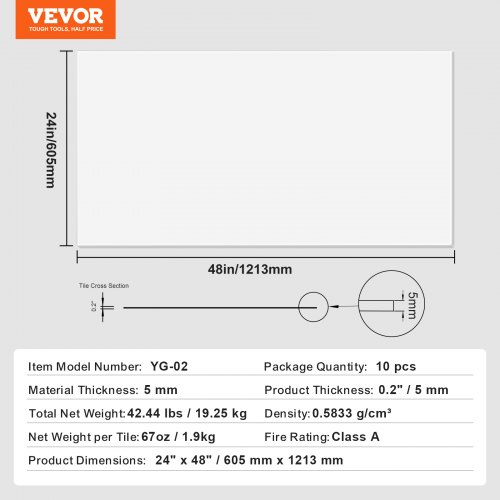 Loftplader, 60,5x121,3 cm, Hvid, PVC