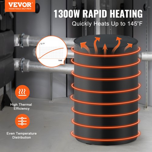 Tromlevarmer 208,2 L 1300W 0-63°C Justerbar Metal, isoleret