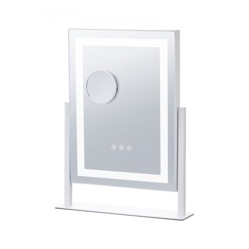 Makeupspejl, 41x30x47,5 cm, Hvid, LED-belyst