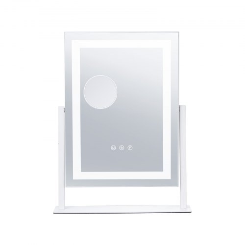 Makeupspejl, 41x30x47,5 cm, Hvid, LED-belyst
