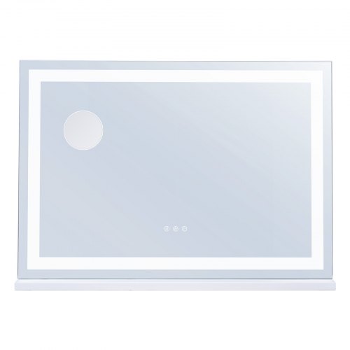 Makeupspejl, 80x55,1 cm, Hvid, Med lys