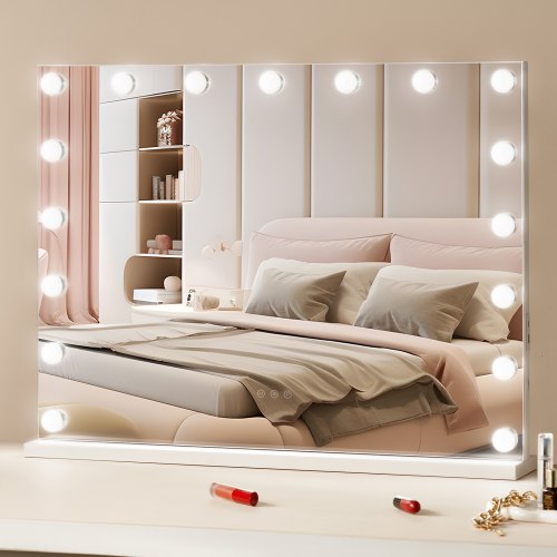 Makeupspejl med lys, 80x13,8x62,2 cm, hvid, USB Type C