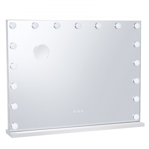 Makeupspejl med lys, 80x13,8x62,2 cm, hvid, USB Type C