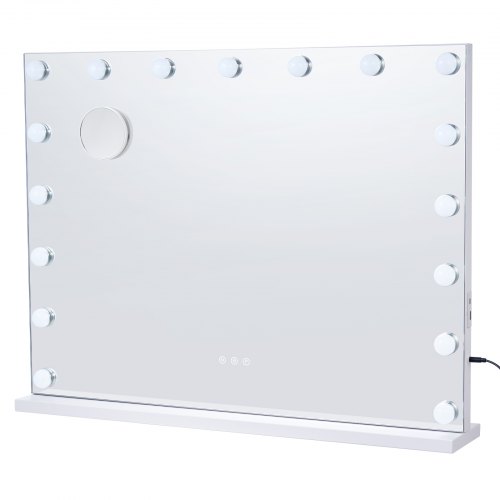 Makeupspejl med lys, 80x13,8x62,2 cm, hvid, USB Type C