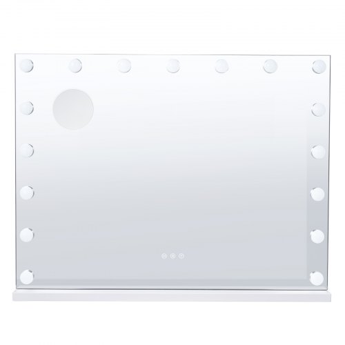 Makeupspejl med lys, 80x13,8x62,2 cm, hvid, USB Type C