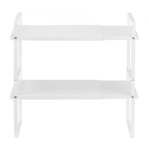 Skabsreolorganisator, Justerbar Udtrækkelig 2-niveau, 40.5x22x50 cm, Hvid