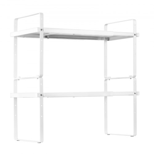 Skabsreolorganisator, Justerbar Udtrækkelig 2-niveau, 40.5x22x50 cm, Hvid