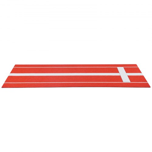 Softball kaste måtte 305x92 cm rød, falmefri kunstgræs, skridsikker skum bagside