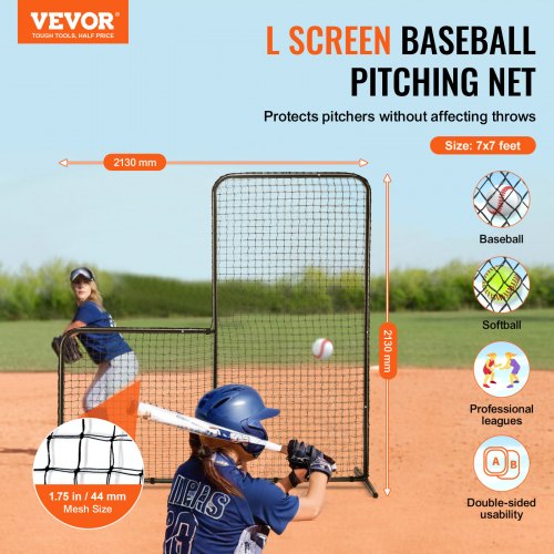 Baseballin syöttösuoja 213x96x213 cm musta, turvaverkko, siirrettävä