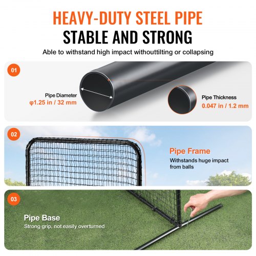 Baseballin syöttösuoja 213x96x213 cm musta, turvaverkko, siirrettävä