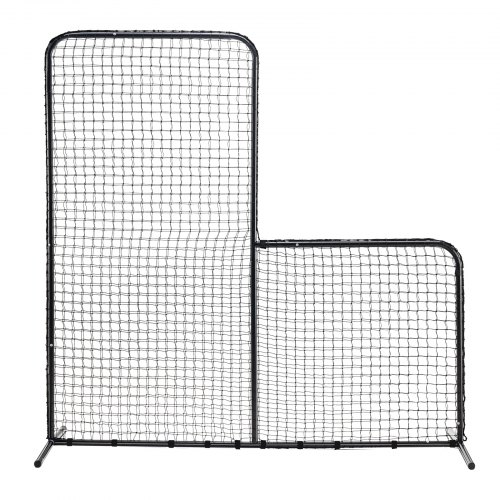 Baseballin syöttösuoja 213x96x213 cm musta, turvaverkko, siirrettävä