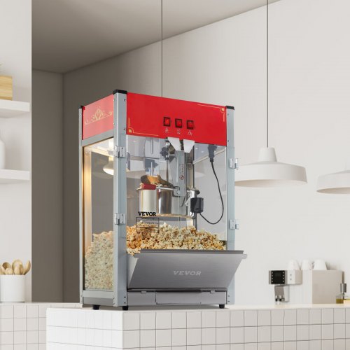 Popcornmaskine, 45.8x38x76.8 cm, Rød, hærdet glas