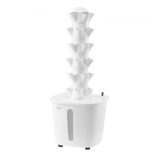 Hydroponisk dyrkningssystem, 30 pods 6-lags vertikal tårn, 35x35x87 cm, hvid, indendørs havebrug