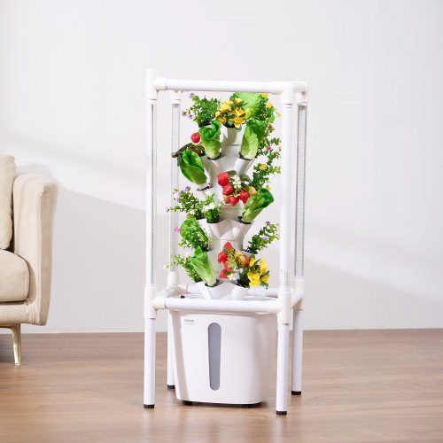 Hydroponisk dyrkningssystem, 43x43x100 cm, Hvid, Vertikal have