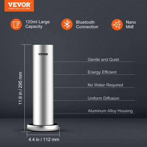 Hajustekone, 120 ml Bluetooth kylmäilmahajotin, 11,2x11,2x29,5 cm, lattiamalli