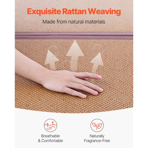 Tatami måtte, 203,2x139,7x1,3 cm, Natur, Rattan, Sammenklappelig