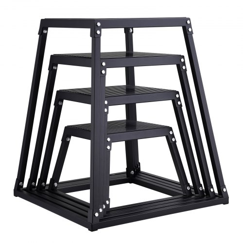 Plyometrisk springboksæt, 44,5x44,5x30,5 cm, sort, fitnesstræning