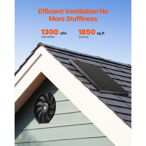 Vindsluftare, 34x7 cm, Svart, Solcellsdriven ventilation