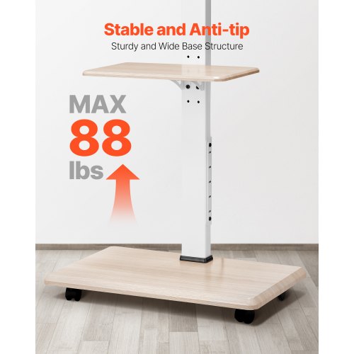 TV-bord, Rullende mobil TV-vogn, 66x38x136,5-162 cm, Justerbar