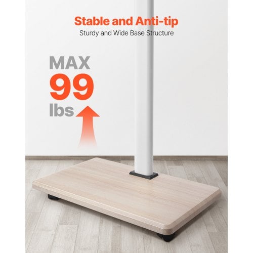 TV-bord, Rullende mobil TV-vogn, 66x38x114,5-135 cm, Justerbar, Metal