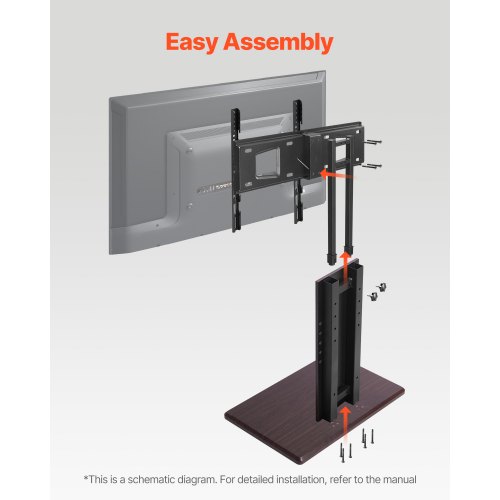 TV-bord, Universalt bordstativ, 66x40x106,5-134 cm, Justerbart, Sort, Metal