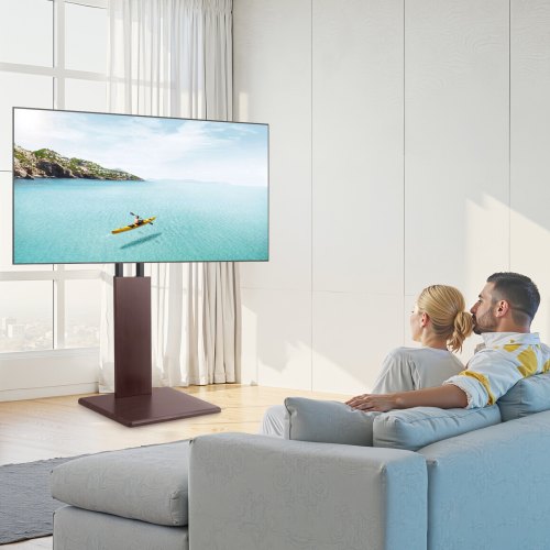 TV-bord, Universalt bordstativ, 66x40x106,5-134 cm, Justerbart, Sort, Metal