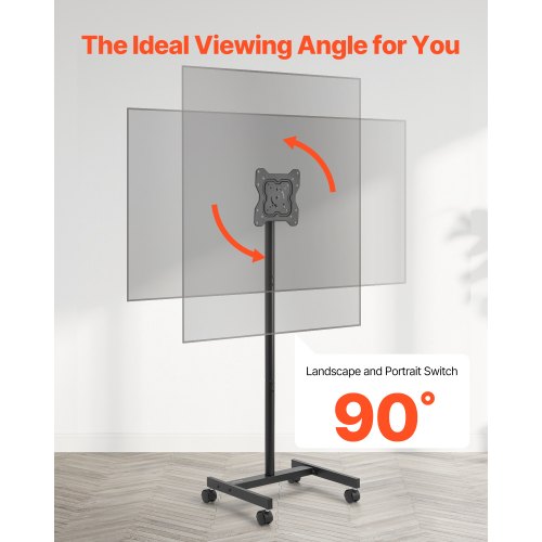 TV-bord, Rullende mobil TV-stander 47x42x136,5 cm, Sort, Justerbar