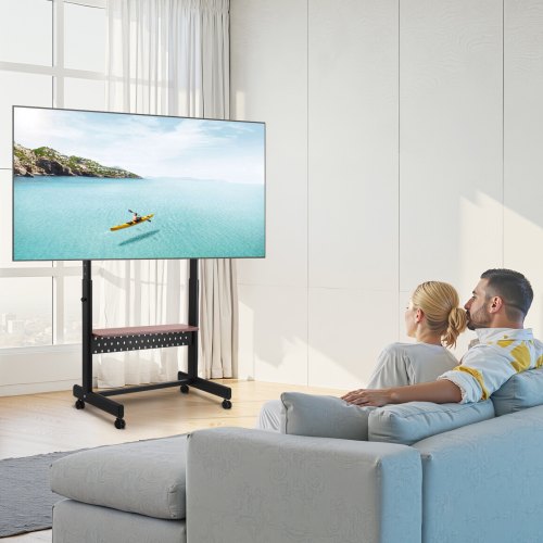 Rullende TV-stander, 99,5x46,3x157,8 cm, Sort, Justerbar, Mobil