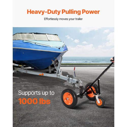 Trailer-dolly, 1000 lbs næsevægtskapacitet, 14x35,6 cm dæk, kulstofstål