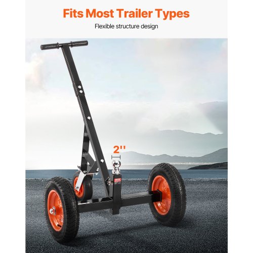 Trailer-dolly, 1000 lbs næsevægtskapacitet, 14x35,6 cm dæk, kulstofstål