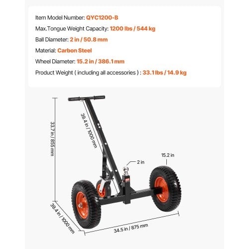 Trailer Dolly, 386,1x386,1x100,1 cm, Kulstofstål