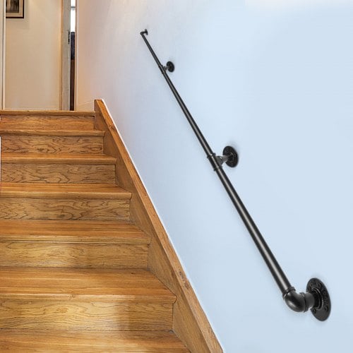 Trappegelænder, 243,8 cm, Sort, Kulstofstål