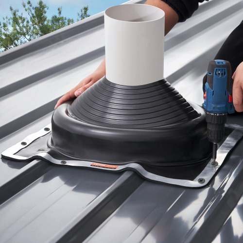 Kattoputken läpivientikumi, 2 kappaletta, 49.5x49.5x16.5 cm, musta, EPDM-materiaali