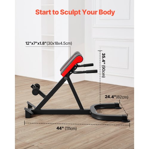 Roman Chair Hyperextension bænk justerbar, sort