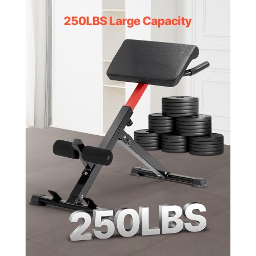 Romersk stol, hyperextensionsbænk, justerbar, sammenklappelig, kulstofstål, 113 kg, sort