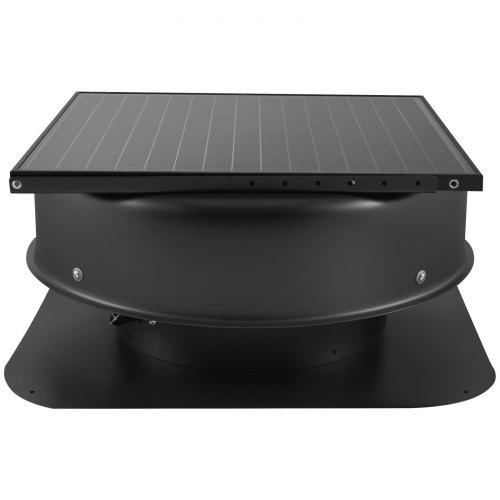 Loftsventilator, 50W smart solardrevet ventilation med termostat, 56,5x25,5 cm, sort, aluminiumlegering