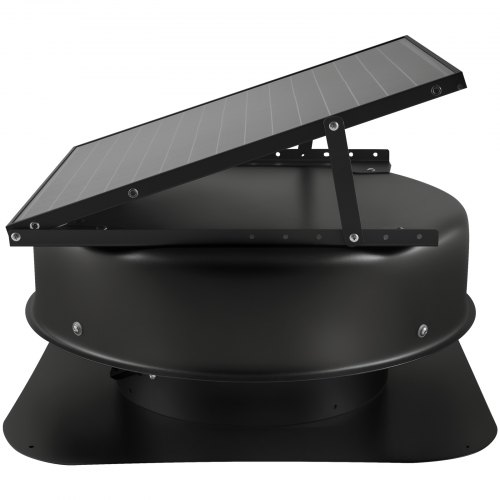 Loftsventilator, 50W smart solardrevet ventilation med termostat, 56,5x25,5 cm, sort, aluminiumlegering
