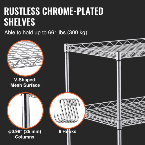Rullebord, 3 niveauer, 76,2x45,7x82,3 cm, Stål, Opbevaring