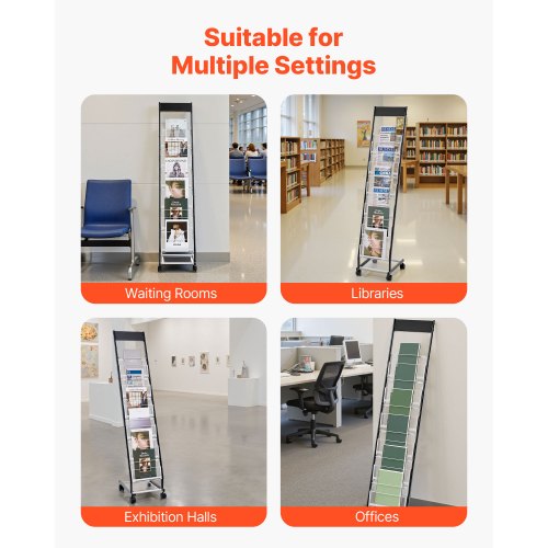 Brochure Display Rack, 32,5x40x153 cm, Metal