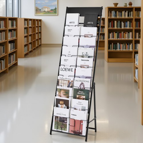 Brochure Display Rack, 490x333x1545 mm, Sort, Metal