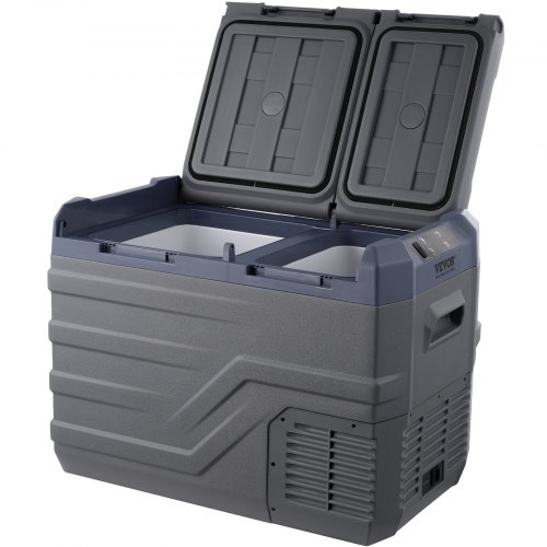 Bil-køleskab, 32 L dobbeltzone transportabel fryser, 61,8x37,6x44,2 cm, justerbart temperaturområde