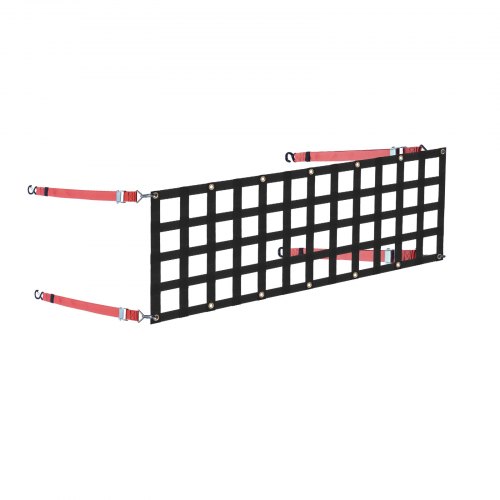 Bagklapsnet 137x46 cm Sort, Kraftigt lastnet, Justerbare stropper